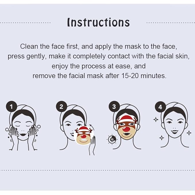MOND'SUB Christmas Stocking Stuffer Facial Masks 8-Pack - Elk mask,Hydrating, Smoothing, and Refreshing Skin-Sheet Masks - Skincare for Moisturizing and Soothing Beauty