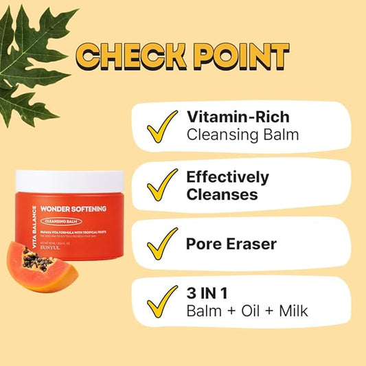 EUNYUL Vita Balance Wonder Softening Cleansing Balm 90 ml / 3.04 FL. OZ. Cleansing Balm + Oil + Milk 3 in one Makeup Remover