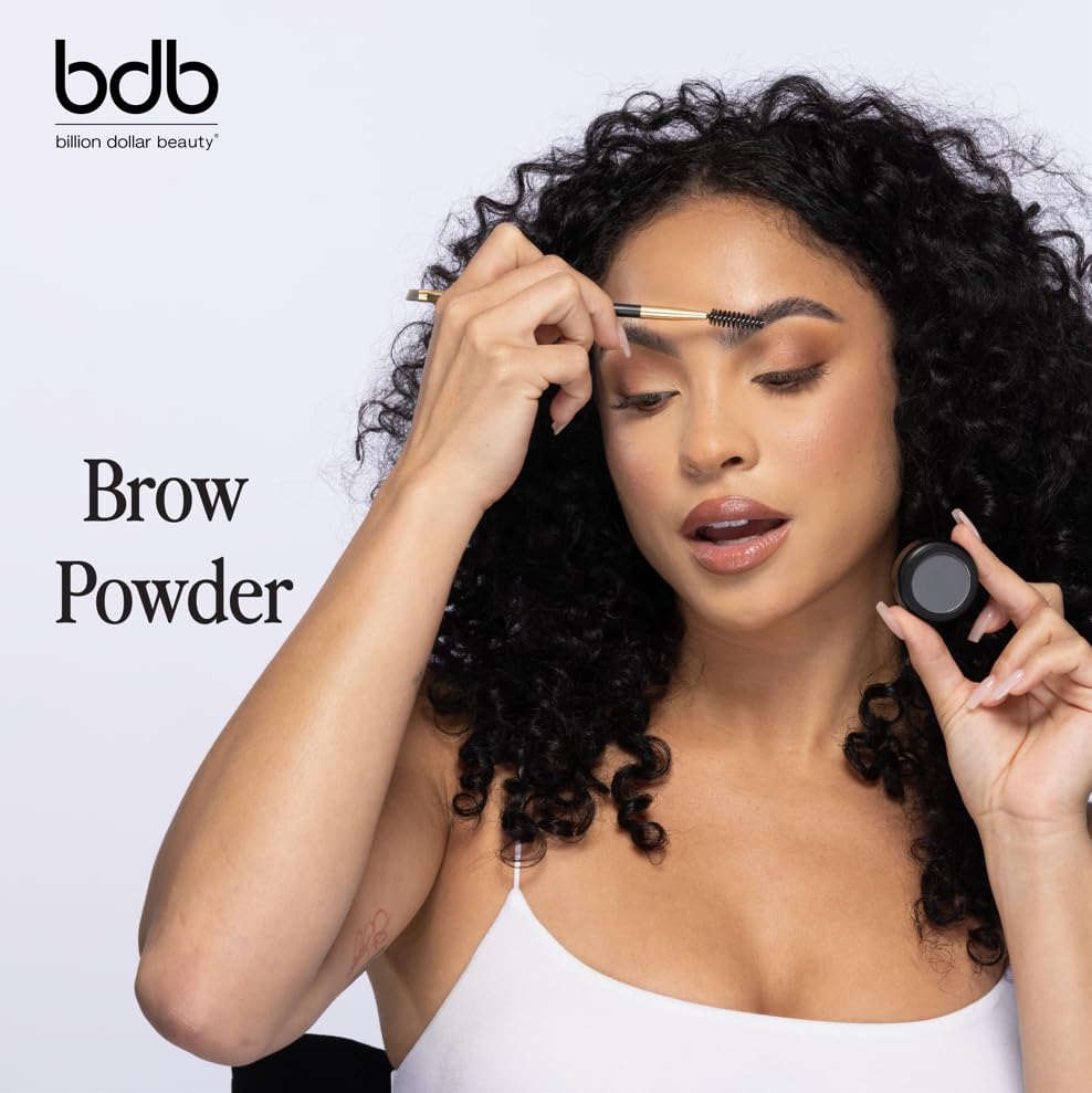bdb Eyebrow Powder & Definer Brush - Long-Lasting, Fuller & Fluffier Brows, Spoolie for Precision, Soft & Natural, Raven Black