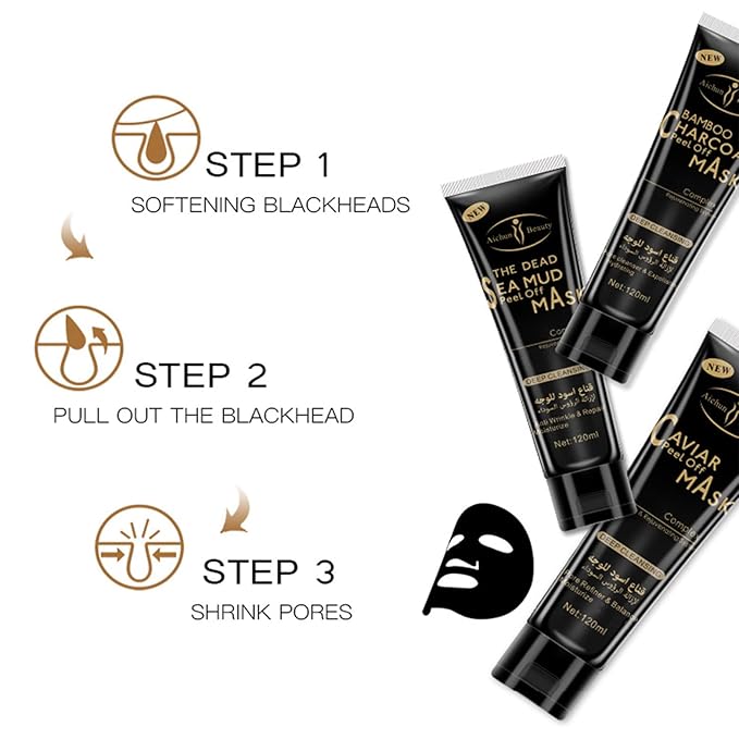 AICHUN BEAUTY Bamboo Charcoal Peel Off Mask Complex Rejuvenating System Deep Cleansing Exfoliating Hydrating 120ml/4.06fl.oz