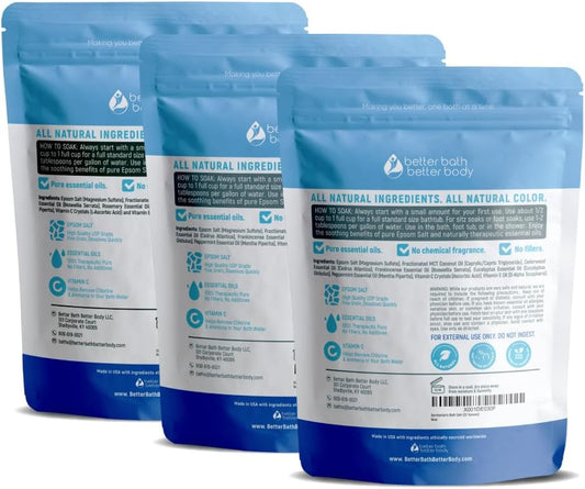 Gentleman's Bath Salt (3-Pack Plus Scoop) Bath for Men with Pure Essential Oils in BPA Free Pouch with Press-Lock Seal Made in USA 3-Pack of 2-lbs, 6-lbs Total