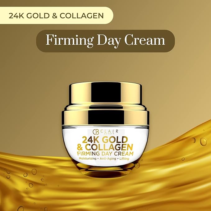 24K Gold & Collagen Day/Night Moisturizer Set - Dermatologist Tested, Hydrating, Anti-Aging Cream, Natural Ingredients, Cruelty Free Korean Skin Care, All Skin Types - Value Pack