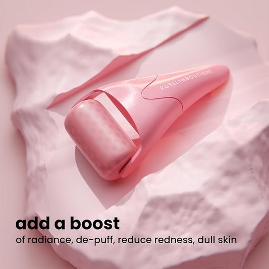 ROSELYNBOUTIQUE Ice Roller for Face Wrinkles Fine Lines Puffiness Stick Massager Facial Skin Care Tools Self Care Gifts for Men Women (Pink)