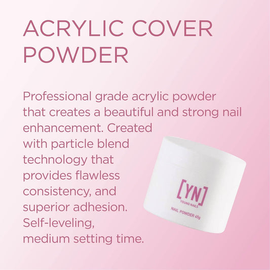 Young Nails Acrylic Powders, Cover - Created for a flawless consistency and superior adhesion - Cover Powder Begins to set in 75 seconds - Available in 45 gram, 85 gram, and 660 gram size options