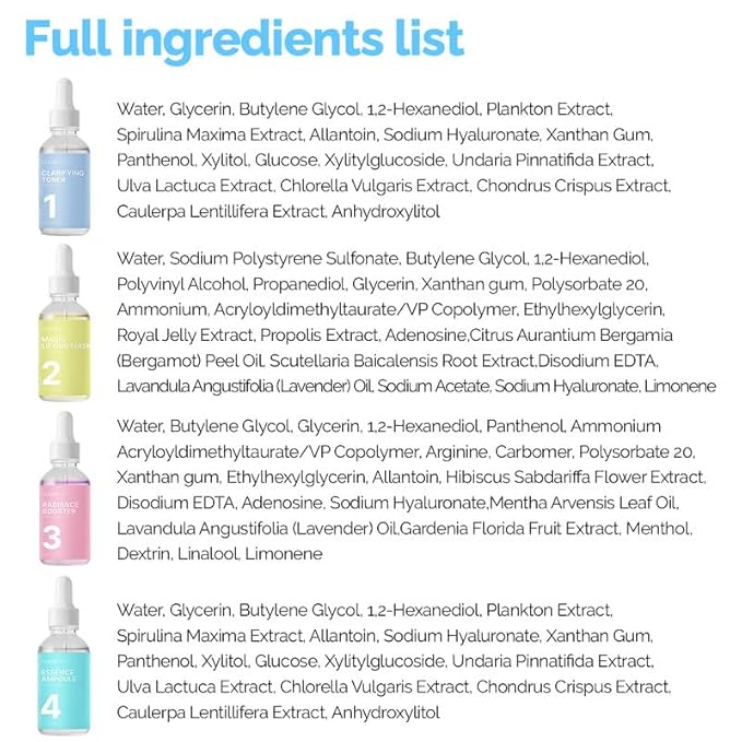 Korean Skin Care Set For Women - Gift For Women Korean Anti Aging Skin Care Products Lifting, Firmness & Hydration Essence, Mask, Booster & Ampoule Set for Radiant Smooth Looking Skin