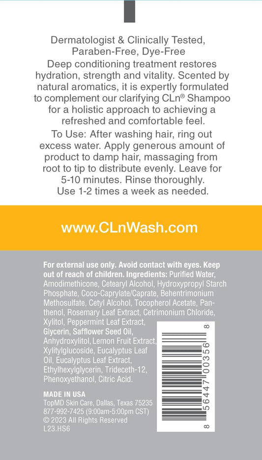 CLn® Hair & Scalp Mask Conditioner - Deep Conditioner for Hair & Scalp Prone to Dryness & Damage, Paraben-Free & Dye-Free, Scented by Eucalyptus, 6 fl. oz.
