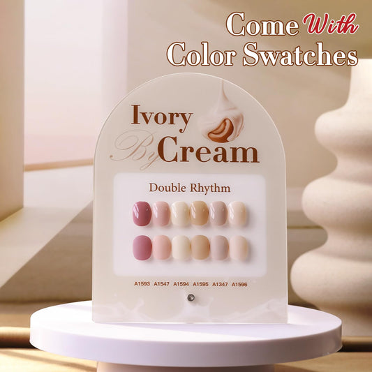 Double Rhythm 6 Pcs 15 ML Gel Polish Set Same Color Same Bottle Soak Off Gel Polish Kit Nail Art Manicure Salon DIY at Home for Women (Light Dark Nude Beige Cream Pink-T6-18)