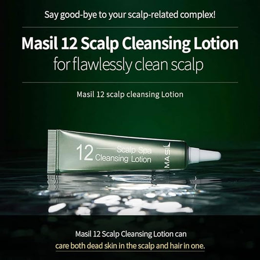 Masil 12 Scalp Lotion Scalp Spa AHA BHA Cleansing Lotion Scalp Care Calming Moisturize Sooth Nourish Scalp Dandruff Dry Itchy Scalp Scaling 1Pack 0.5Floz X 4ea Travel Portable