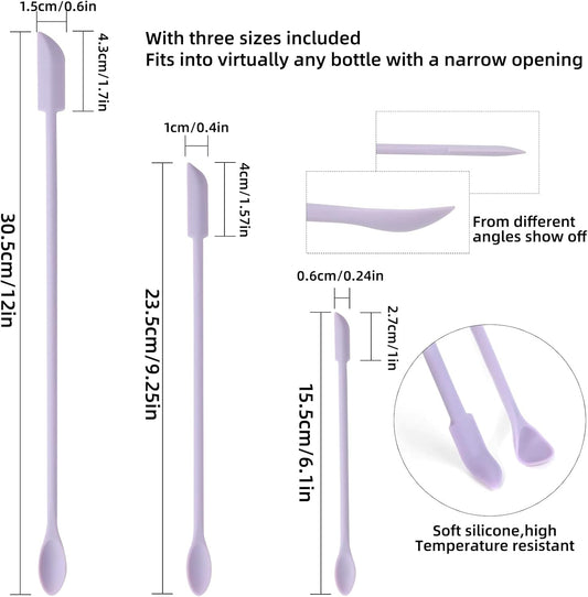 6 Pieces Multi Size Makeup Spatula, Beauty Spatula, Mini Small Silicone Spatula Set for Beauty and Kitchen, Tiny Scraper for Jar, Kitchen Bottles, Cosmetic (Lavender)