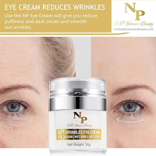 Anti-Wrinkles Eye Cream - Fast Absorbing, Natural Ingredients for Dark Circles, Puffy Eyes, and Wrinkle Reduction, 30 grams