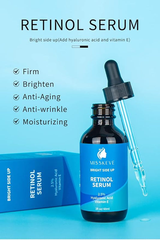 RETINOL SERUM 60ML (2 oz)This serum is a concentrated delivery system for an advanced blend of Retinol, Hyaluronic Acid and Vitamin E that activates collagen to erase fine lines and wrinkles.