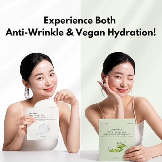 OHMYPURE Hydrogel Collagen Face Mask 5+5EA K-Beauty Luxury Bundle (AntiWrinkle 5ea, Vegan Mucin 5ea) (Variety 10)