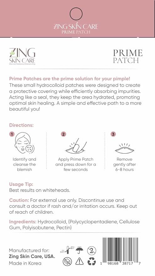 Prime Patch - Hydrocolloid Pimple Patches for Face, Clear Zit Stickers & Acne Dots, Strong Adhesion, Ultimate Blemish & Acne Patch, Made in Korea, Vegan (75 Count)