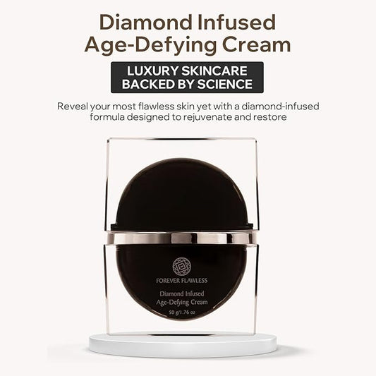Forever Flawless Diamond Infused Age-Defying Face Cream - Hydrating Night Creams with Natural Diamond Powder for Smooth & Soft Skin - Lightweight Anti-Wrinkle Face Cream for Daily Skincare Routine