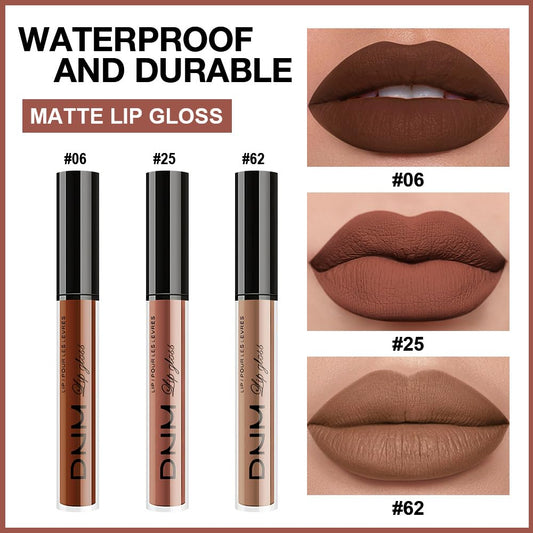 evpct 3Pcs Chocolate Red Brown Nude Matte Liquid Lipstick Lip Stain Sets for Women, Matte Lipstick Long Lasting Waterproof Permanent 24 Hours original, Magic Lip Sticks Pack for Halloween Daily Makeup