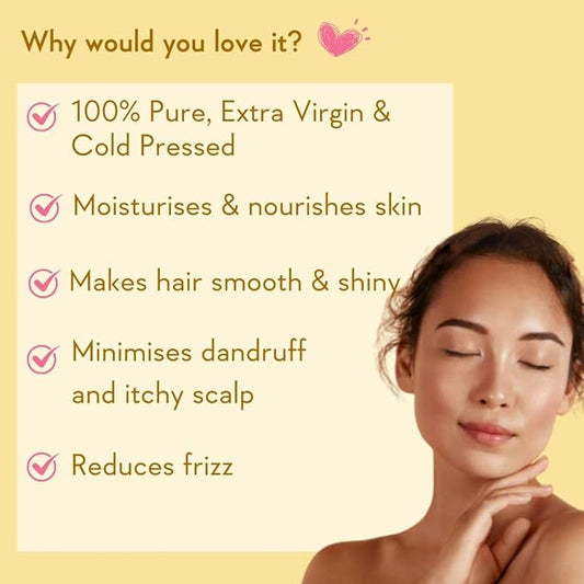 Pure Cold Pressed Sweet Almond Oil for Hair and Skin, 200ml