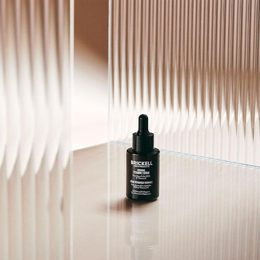 Brickell Men's Anti Aging Vitamin C Serum For Face, Repairing Night Facial Serum for Men, Natural and Organic Hyaluronic Acid Serum For Face to Diminish Wrinkles and Reduce Redness, 1 Ounce, Unscented