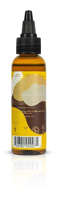 As I Am Pure Oils Virgin Black Seed Oil - 2 ounce - Cold Pressed Anti-Oxidant - 100% Pure Unrefined Nigella Sativa Seed Oil - Rich in Omega-6 and Omega-9 Fatty Acids - Enriched with Phytosterols