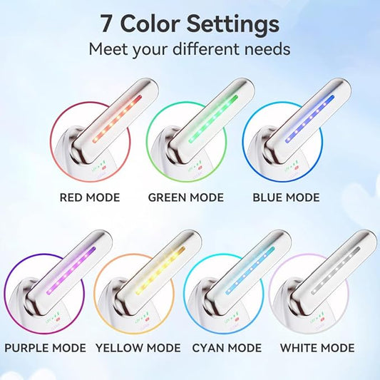 Neck Massager, 7-in-1 Multifunctional Facial Massager, Face Sculpting Tool for Skin Care, At-Home Face Tool with Vibration and Thermal, White