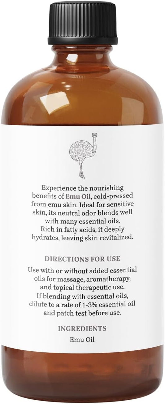 Emu Oil by Essential Delights - Premium Carrier Oil for Skin, Face, Body, Hair Revitalization, and Essential Oil Dilution (16 Fl.Oz.)