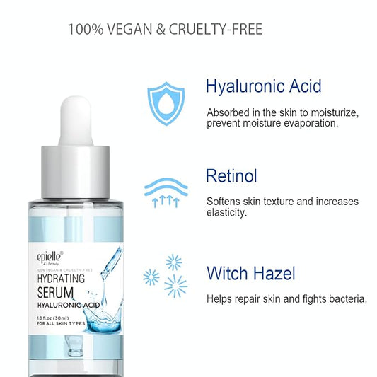epielle Hydrating Hyaluronic Acid Serum & Mist | epielle Brightening Vitamin C Serum & Mist For all skin types, 100% Vegan & Cruelty-Free (Hyaluronic Acid Serum + Mist)