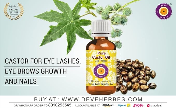 Deve Herbes Pure Castor Oil (Ricinus communis) Cold Pressed 100ml (3.38 oz)