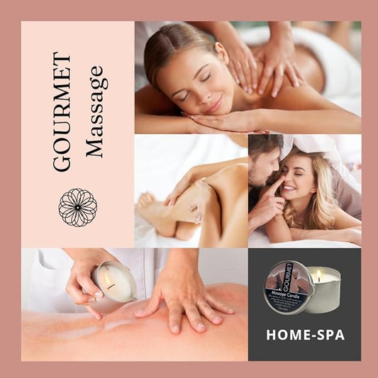 GOURMET COLLECTION Massage Candle Chocolate Scent - Moisturizing Body Oil for Pure Relaxation - Ideal for Massage Therapy, Luxurious Experience 6.76oz