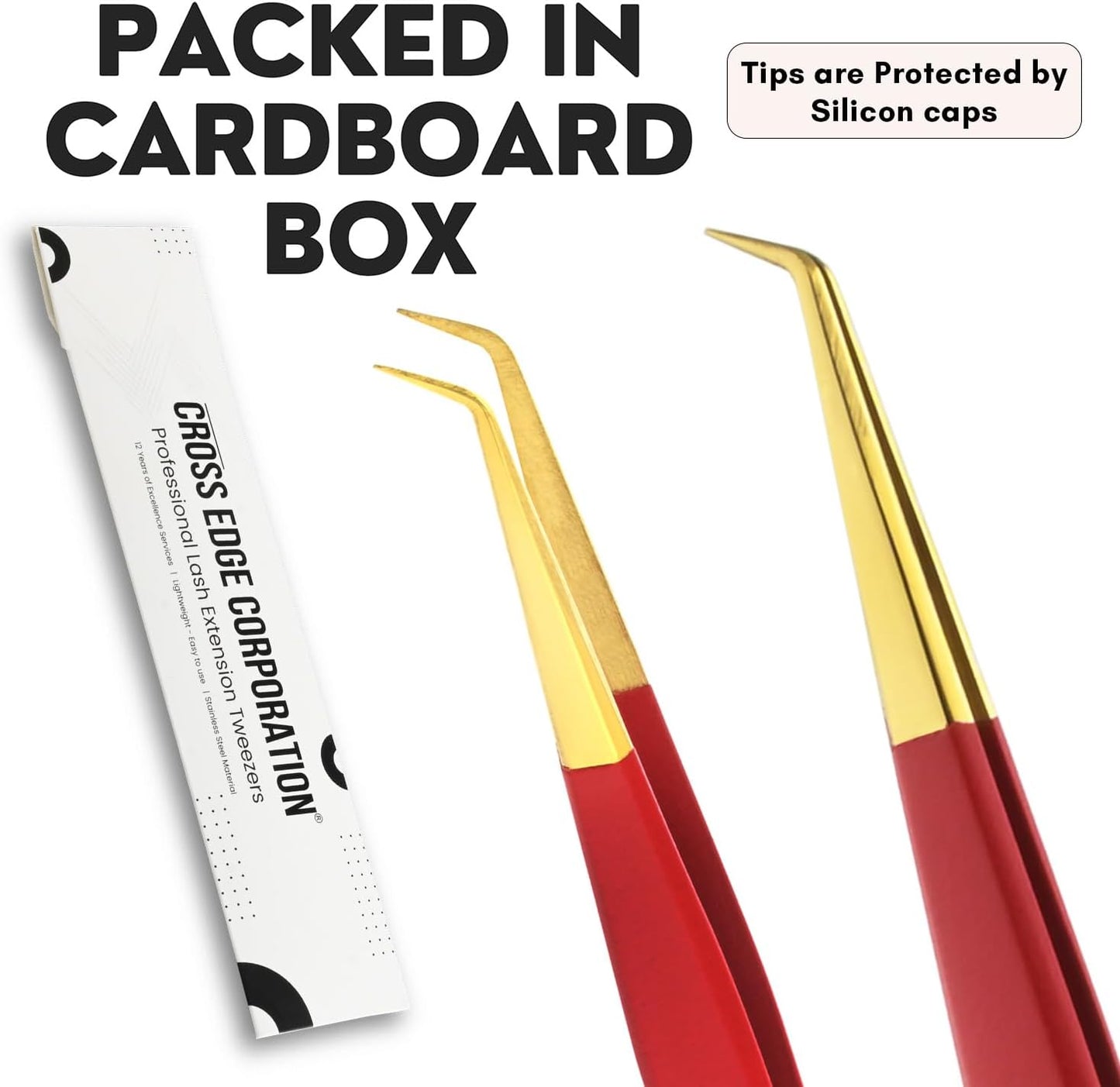 Isolation Tweezers for Eyelash Extension – 14cm Curved, Matte Red with Gold Tip, Stainless Steel, Best for Individual Isolation & Classic Lashes, Pinzas para Pestaña (Matte Red Gold Tip)