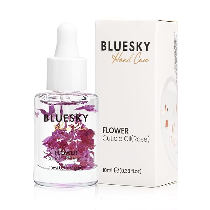 Bluesky Cuticle Oil-10ml Natural Nail Nourishing Oil Cuticles Care Strengthener Oil with Vitamin E Jojoba Oil Rose Fragrance-Remedy For Damaged Skin And Thin Nails-Cruelty-Free Formula