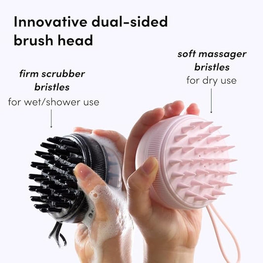 Fancii Hair Scalp Massager, Shampoo Brush for Wet & Dry Hair, Scalp Scrubber Exfoliator for Dandruff Removal & Hair Growth. Shower Head Brush for All Hair Types, Soft Silicone (Pink)