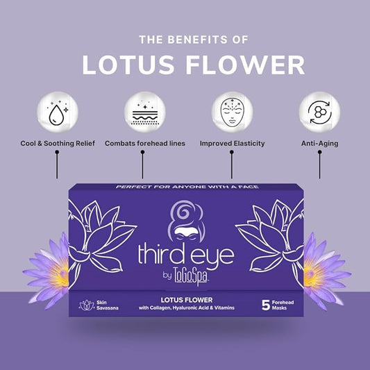 ToGoSpa, Third Eye Lotus Flower Eye Mask, Hyaluronic Acid Face Mask, Enriched With Lotus Flower, Encourages Strong And Healthy Looking Skin, Pack Of 5