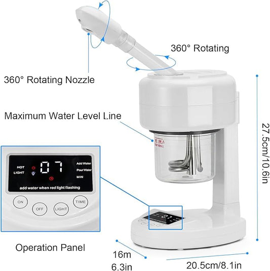 JOSTZHXIN Facial Steamer Nano Ionic Face Steamer with Extendable Arm,Portable Facial Steamer 360°Rotating Nozzle Esthetician Steamer for Personal Care at Home or Salon