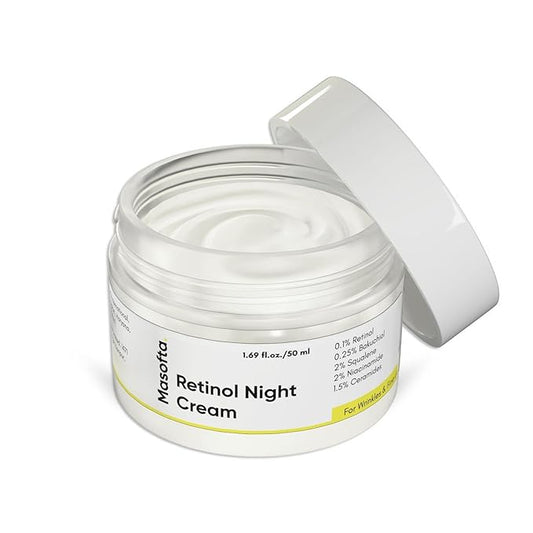 Retinol Night Cream with 0.1% Retinol, Bakuchiol & Squalene, Men & Women | 1.69 fl.oz./50 GMS
