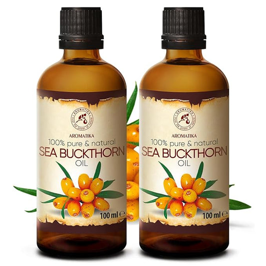 Sea Buckthorn Oil (2pack of 2 x 3.4oz) 6.8oz - Cold Pressed - Pure & Natural - Hippophae Rhamnoides - Carrier Oil for Essential Oils - Nails - Hair - Face & Body Care