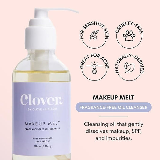 Clover Makeup Melt Milky Cleansing Oil | Gentle Makeup Removal, Skin-Friendly Formula and Residue-Free Rinse | Cruelty-Free & Vegan Face Oil - 118 ml