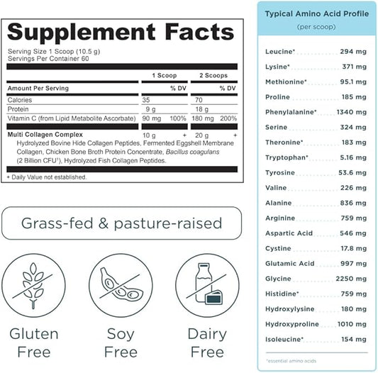 Ancient Nutrition Collagen Peptides Powder, Multi Collagen Protein, Women & Men, Vitamin C, Probiotics, Hydrolyzed Collagen, Supports Skin, Joints, Gut Health, Vanilla, 60 Servings