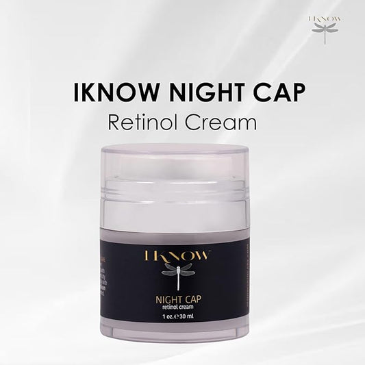 IKNOW NIGHT CAP Retinol Cream Skincare, Pro-Aging Night Cream for Skin Rejuvenation, Retinol Night Cream for Overnight Skin Renewal, Hydrating Retinol Moisturizer (1oz)