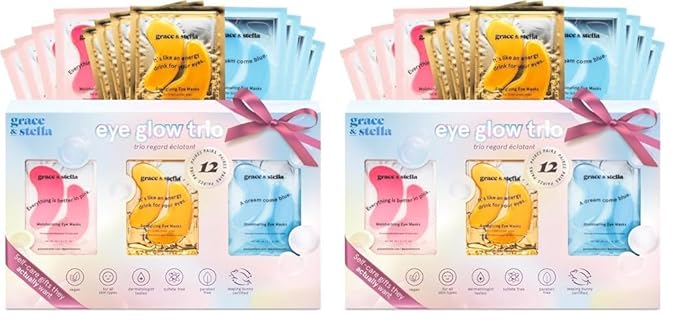 Grace & Stella Under Eye Patches, Christmas Gifts for Women (12 Pairs) Christmas Gifts for Mom, Eye Patches for Puffy Eyes and Dark Circles, Vegan Eye Mask, Birthday Gifts for Women, Stocking Stuffers