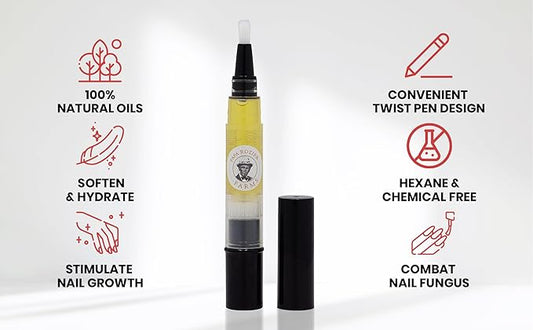 Papa Rozier Farms Nail and Cuticle Oil, 100% Pure Organic, Cold Pressed, Unrefined Moringa Oil for Strong, Soften and Soothe Dry Cuticles, 10 Milliliters, Pack of 1