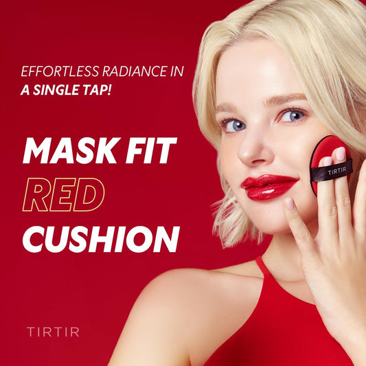 TIRTIR Mask Fit Red Cushion Foundation | Full coverage, Weightless, Skin fit, Satin Glow Finish, Korean Makeup BB Foundation, beauty, Tattoo cover up, Buildable (#30N Rich Honey, 0.63 Fl Oz)