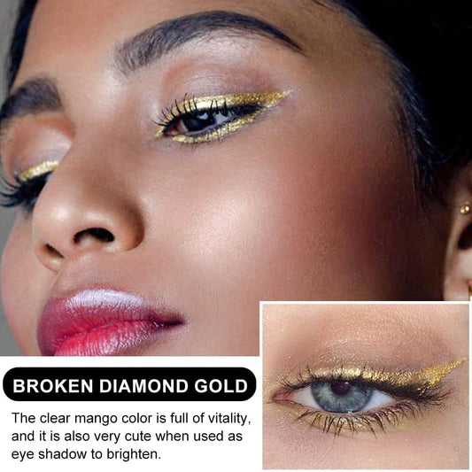 evpct 2Pcs Glitter Sparkling Shimmer Gold & Silver Liquid Eyeliner Makeup Pen Set, Metallic Satin Finish Colorful Colored Sparkle Eye Liner Pen Waterproof Smudge Proof Long Lasting High Pigmented