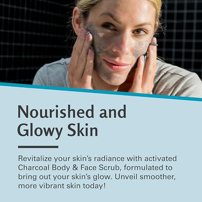 Exfoliating Charcoal Scrub with Collagen & Stem Cells – Salt Scrub for Body Toning, Cellulite, Armpit Detox, and Skin Smoothing for Face, Feet, and Body by M3 Naturals.