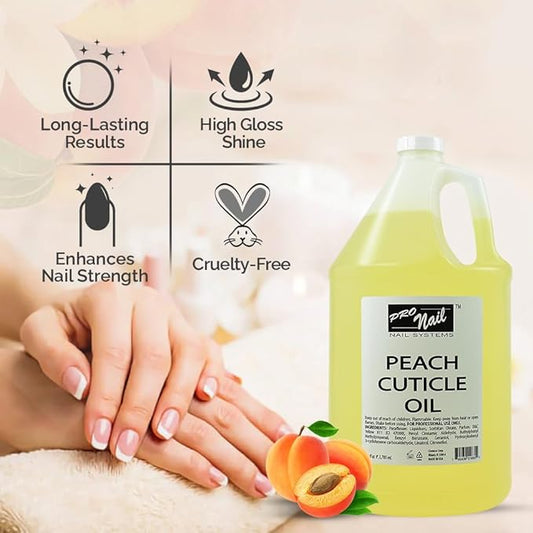 PRO NAIL - Cuticle Revitalizing Oil for Nails, Peach, 128 Oz - Professional Strength, Pedicure and Manicure - Moisturizes and Strengthens Nails and Cuticles - Soothing and Nourishing, Bulk