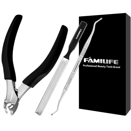 Pedicure Tool Kit and Ingrown Toenail Removal Kit, 3-Piece Set with Nail Nipper, Metal Nail File, and Fingernail Lifter for Thick, Ingrown Fingernail Removal