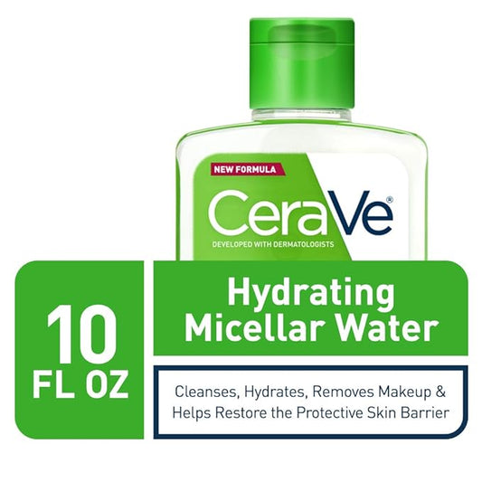CeraVe Micellar Water, New & Improved Formula, Hydrating Facial Cleanser & Eye Makeup Remover, Fragrance Free & Non-Irritating, 10 Fl. Oz