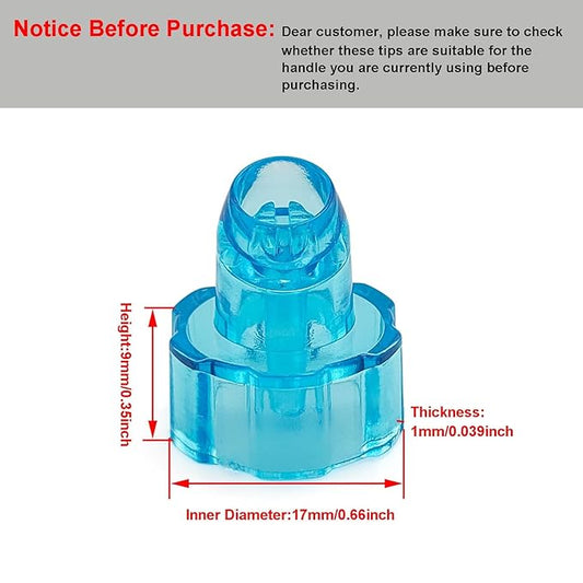 Elitzia Plastic Hydro Dermabrasion Microderma Heads Hydro Facial Aqua Peel Tips Water Peeling Caps Facial Care Skin Cleaning Tool Beauty Machine Replacement Spare Parts 8pcs Per Set (Capri Blue)