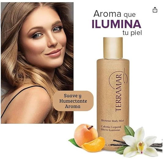 Terramar Shimmer Body Mist - Gold Glitter Body Spray for Luminous Skin - Adds Subtle Sparkle & Refreshing Scent