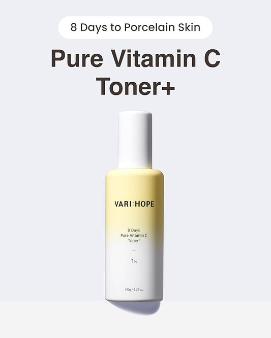 8 Days Pure Vitamin C Toner (3.5oz) - Hydrating, Mildly Acidic, Soothing Toner. Korean Skin Care. Stabilized Vitamin C, Kakadu Plum, Beta-Glucan.