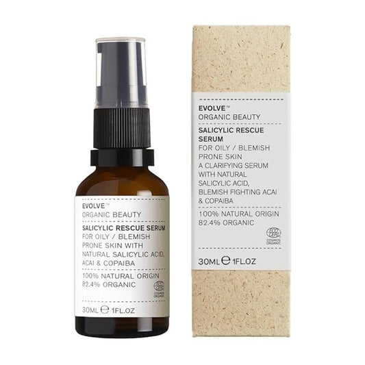 Evolve Organic Beauty - Natural Salicylic Rescue Serum | Small-Batch, Vegan Clean Beauty (1 fl oz | 30 mL) Packaging May Vary