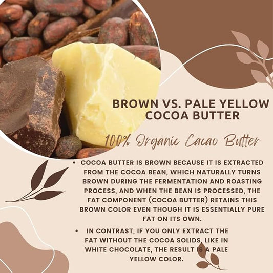 Kovafood Unrefined Raw Cocoa Butter, Non-Food grade, For Hair, Body and Nails, DIY Use- 1Lb